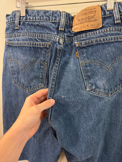 1995 Levi’s 505 Dark Wash Orange Tab Shorts (34)