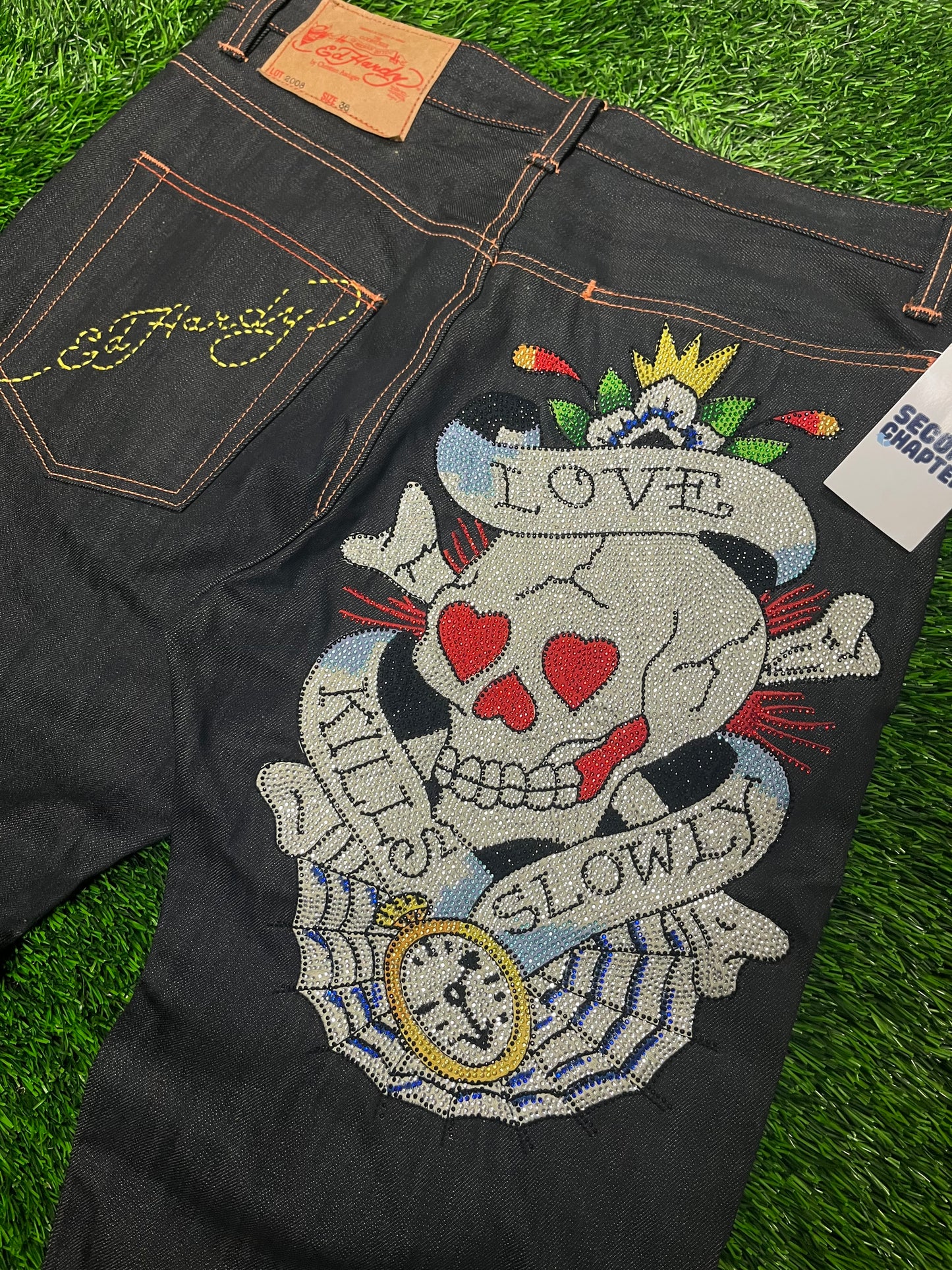 2008 Ed Hardy Christian Audigier Rhinestone Skull Jeans (36)