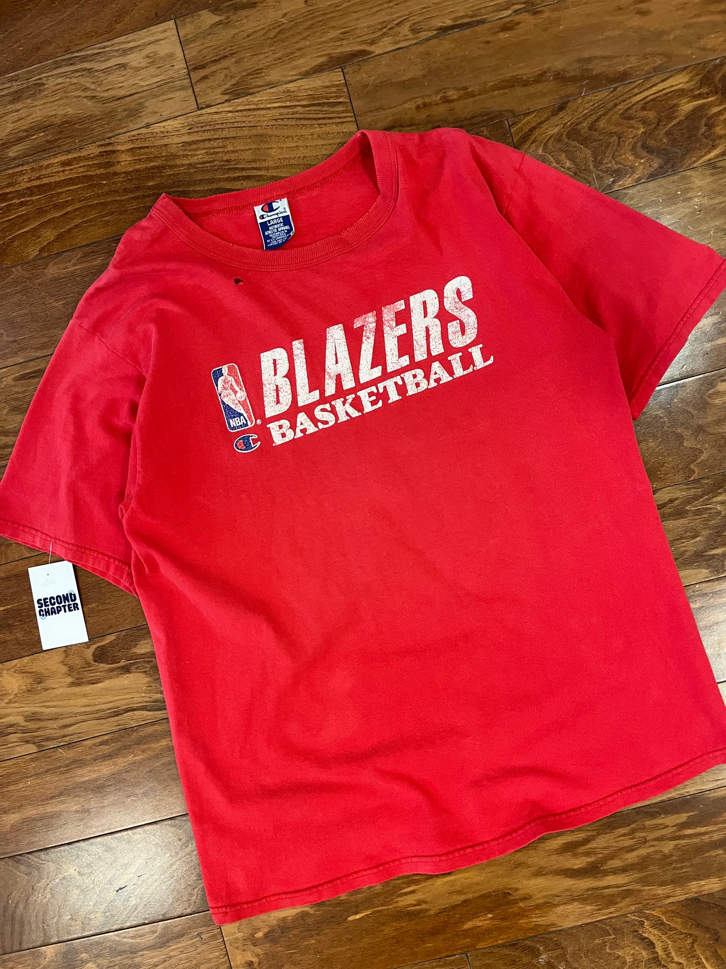 90s Portland Trail Blazers Champion Spell Out Vintage Tee (L)
