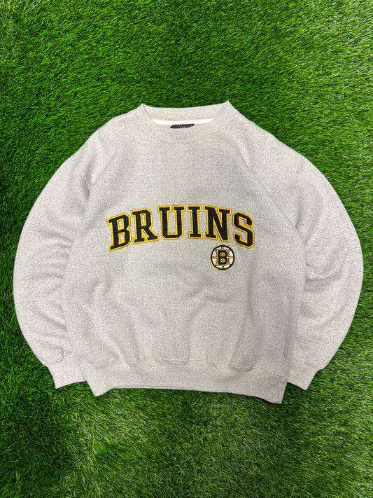 90s Boston Bruins Magic Johnson T's Vintage NHL Embroidered Crewneck (M)