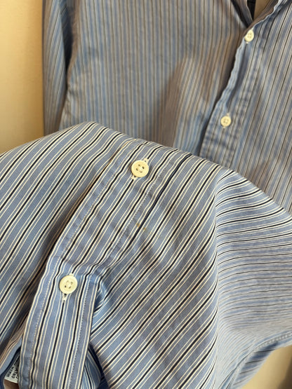 00s Polo Ralph Lauren Blue Striped Button Down Polo Shirt (L)