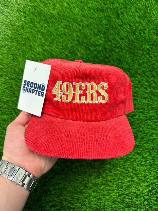 90s San Francisco 49ers Corduroy Red NFL Snapback Hat (OS)