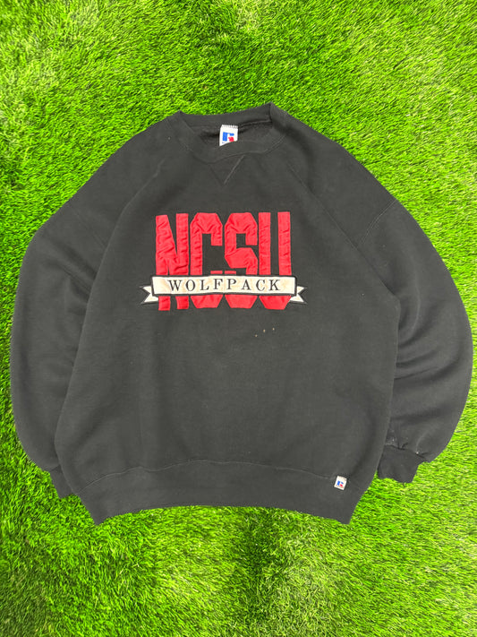 90s NC State University (NCSU) Embroidered Russell Athletics Vintage Crewneck (XXL)
