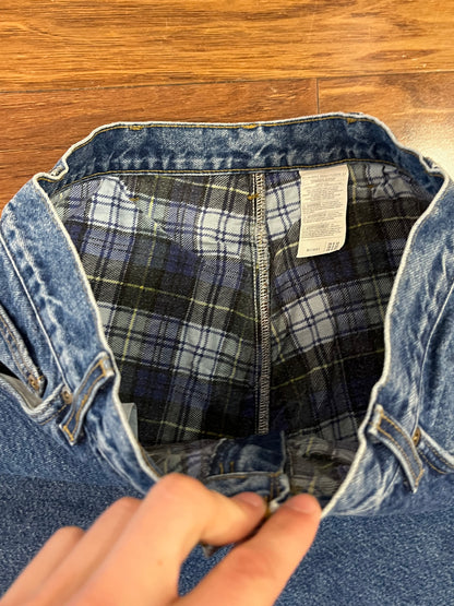 2001 Carhartt Flannel Lined Dark Wash Jeans (36 x 32)