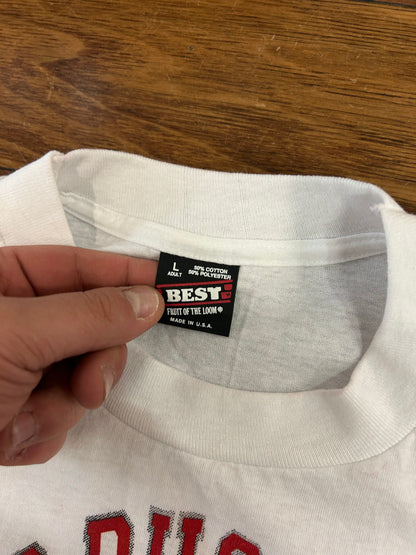 90s No Pussies Gym White Tee (L)