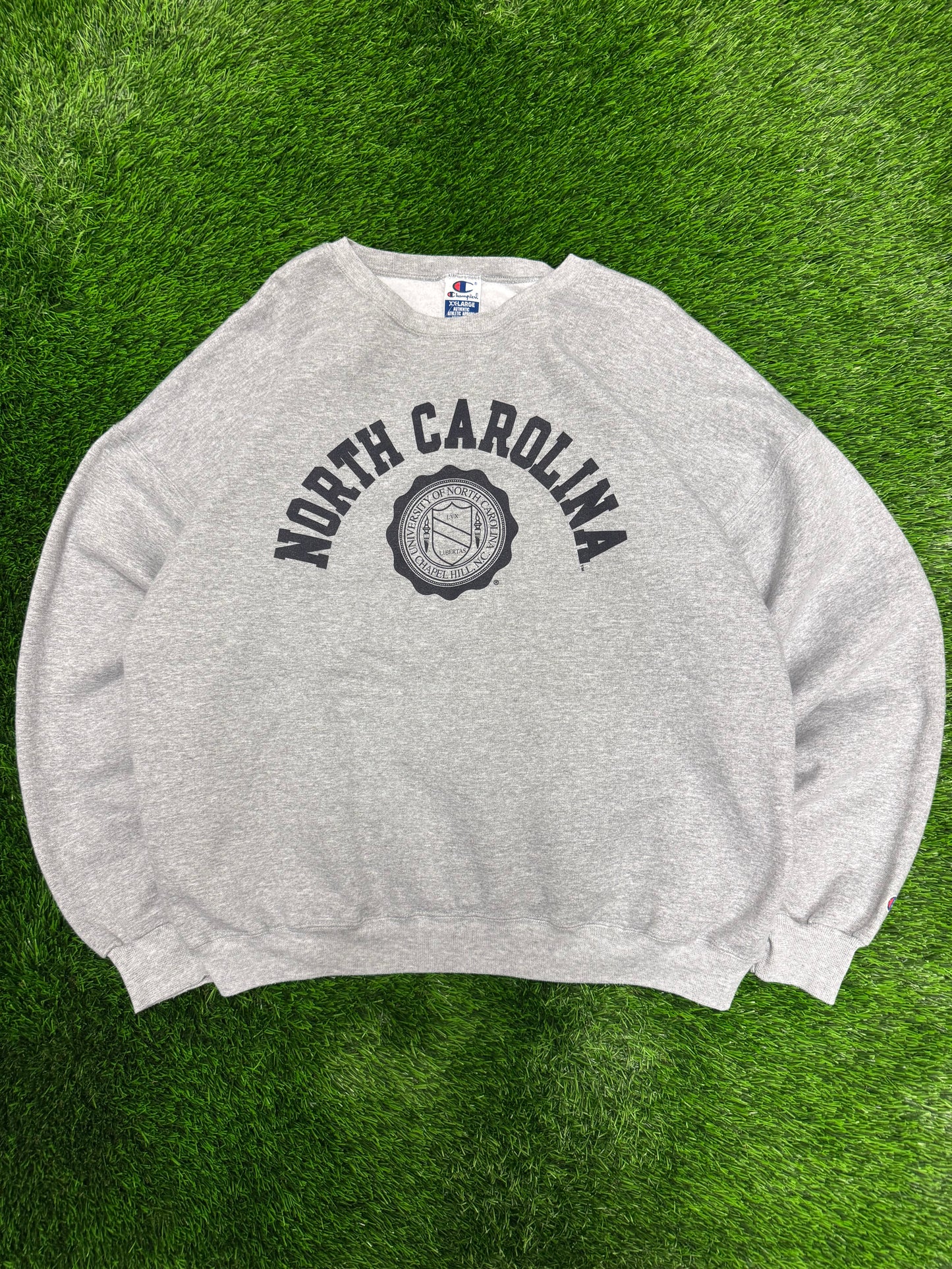 00s University Of North Carolina (UNC) Spell Out Vintage Champion Crewneck (XXL)
