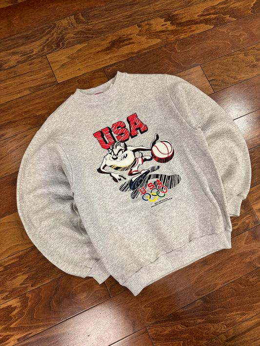 1995 USA Olympics Taz Graphic Vintage Crewneck (Youth L)
