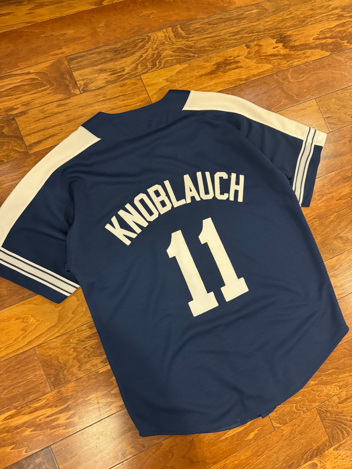 90s New York Yankees Chuck Knoblauch #11 Vintage Starter MLB Jersey (L)