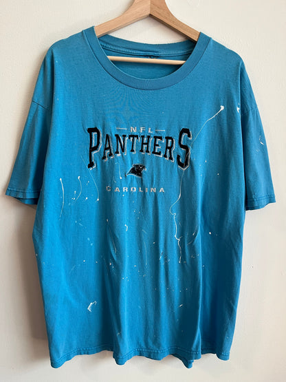 00s Carolina Panthers Thrashed Paint Blue Tee (XL)