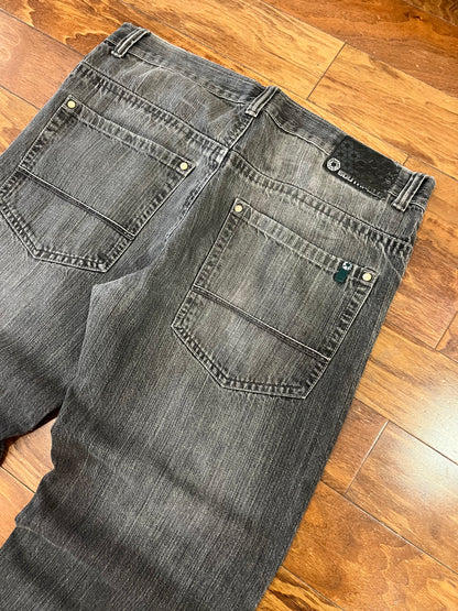 00s South Pole Black Baggy Green Tab Jeans (38)