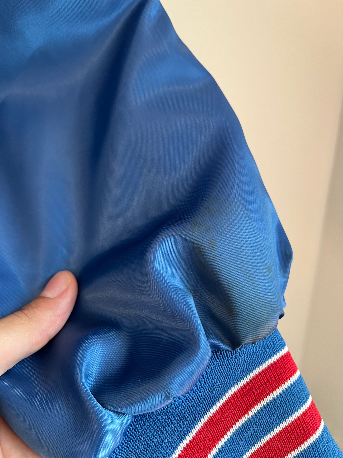 1990s New York Giants Big Spell Out Chalkline Satin Jacket (XL)