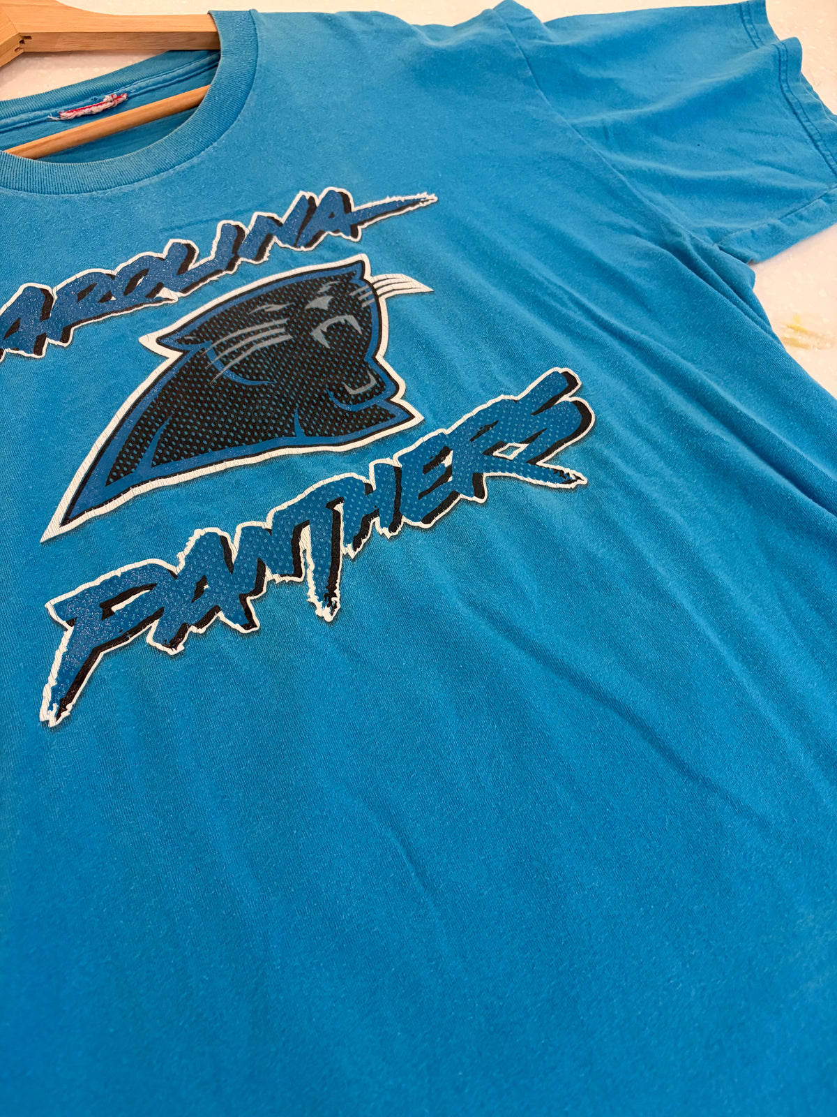 00s Carolina Panthers Blue Cat Scratch Tee (L)
