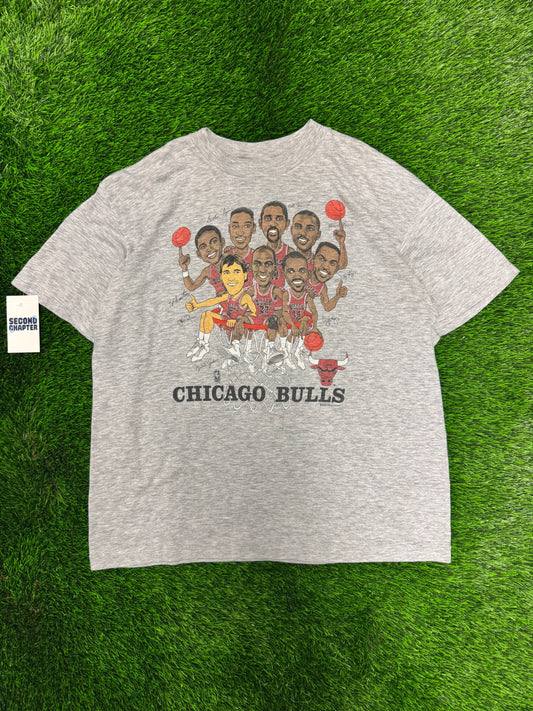 90s Chicago Bulls Hoopla Lottery Caricature Salem NBA Tee (XL)