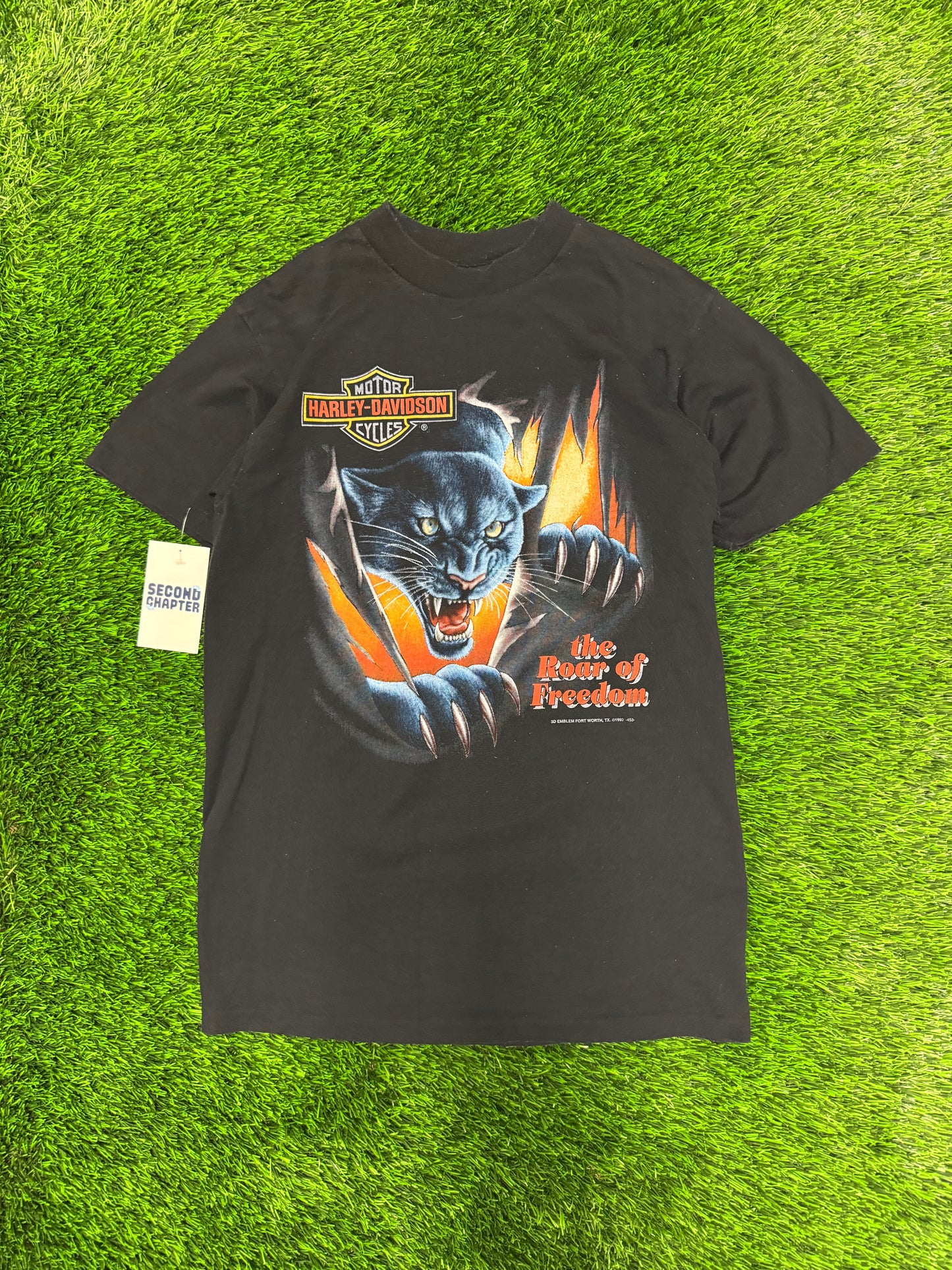 1992 Harley Davidson 3D Emblem Panther "The Roar of Freedom" Vintage Tee (M)