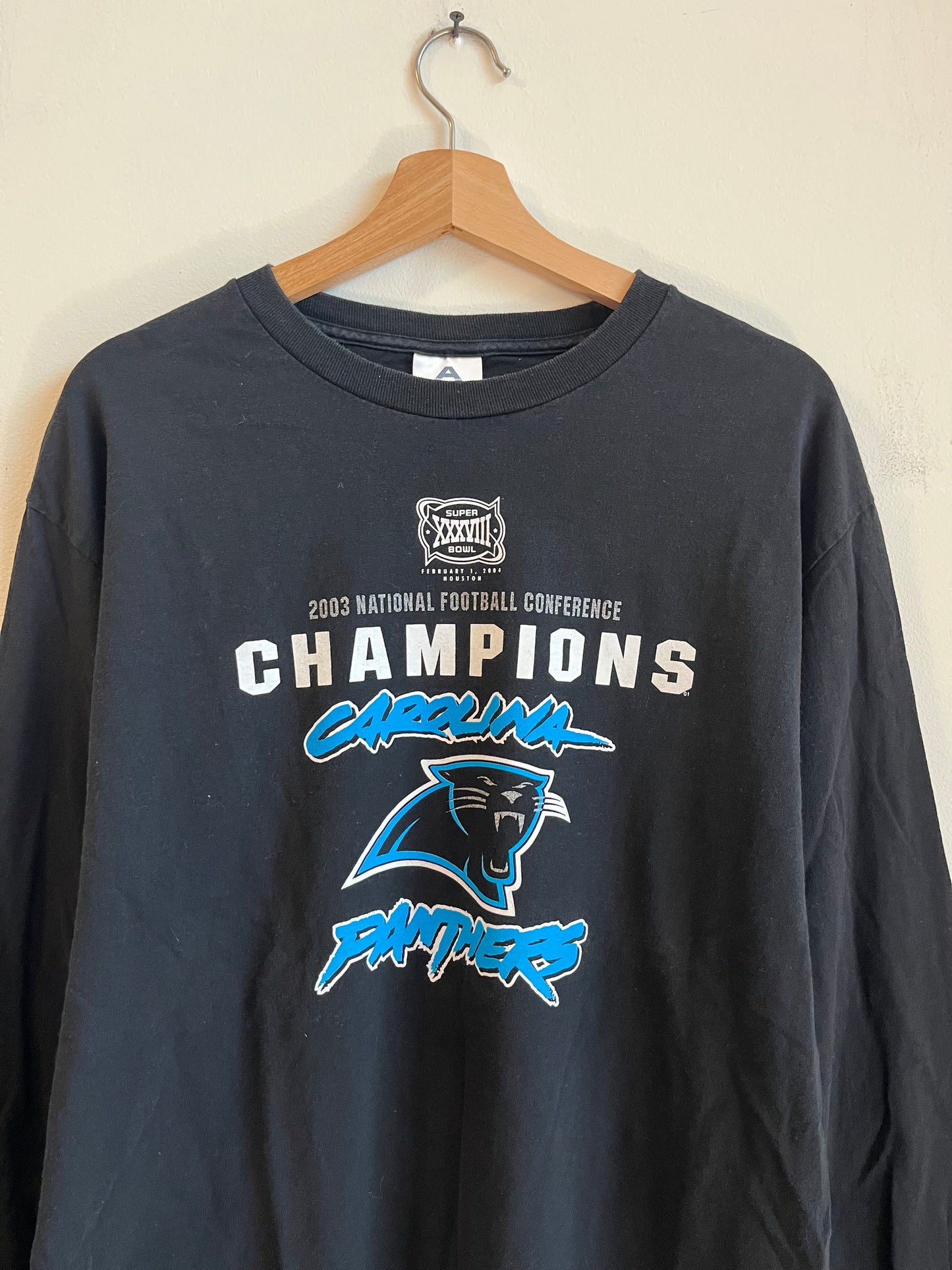 2003 Carolina Panthers Conference Champions Black Long Sleeve Shirt (L)