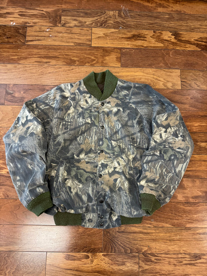 90s Jerzees Button Down Faded Camo Jacket (L)