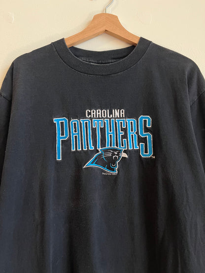 1994 Carolina Panthers Embroidered NFL Logo Athletic Black Tee (L)