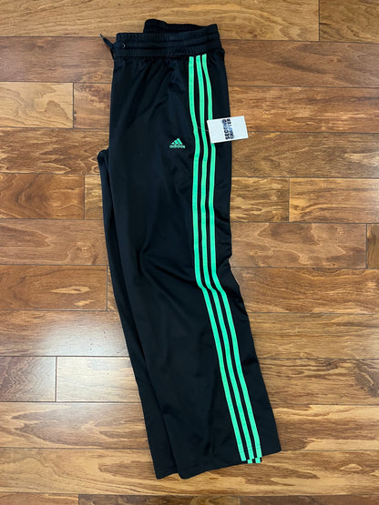 2010s Adidas Black/Neon Striped Track Pants (L)