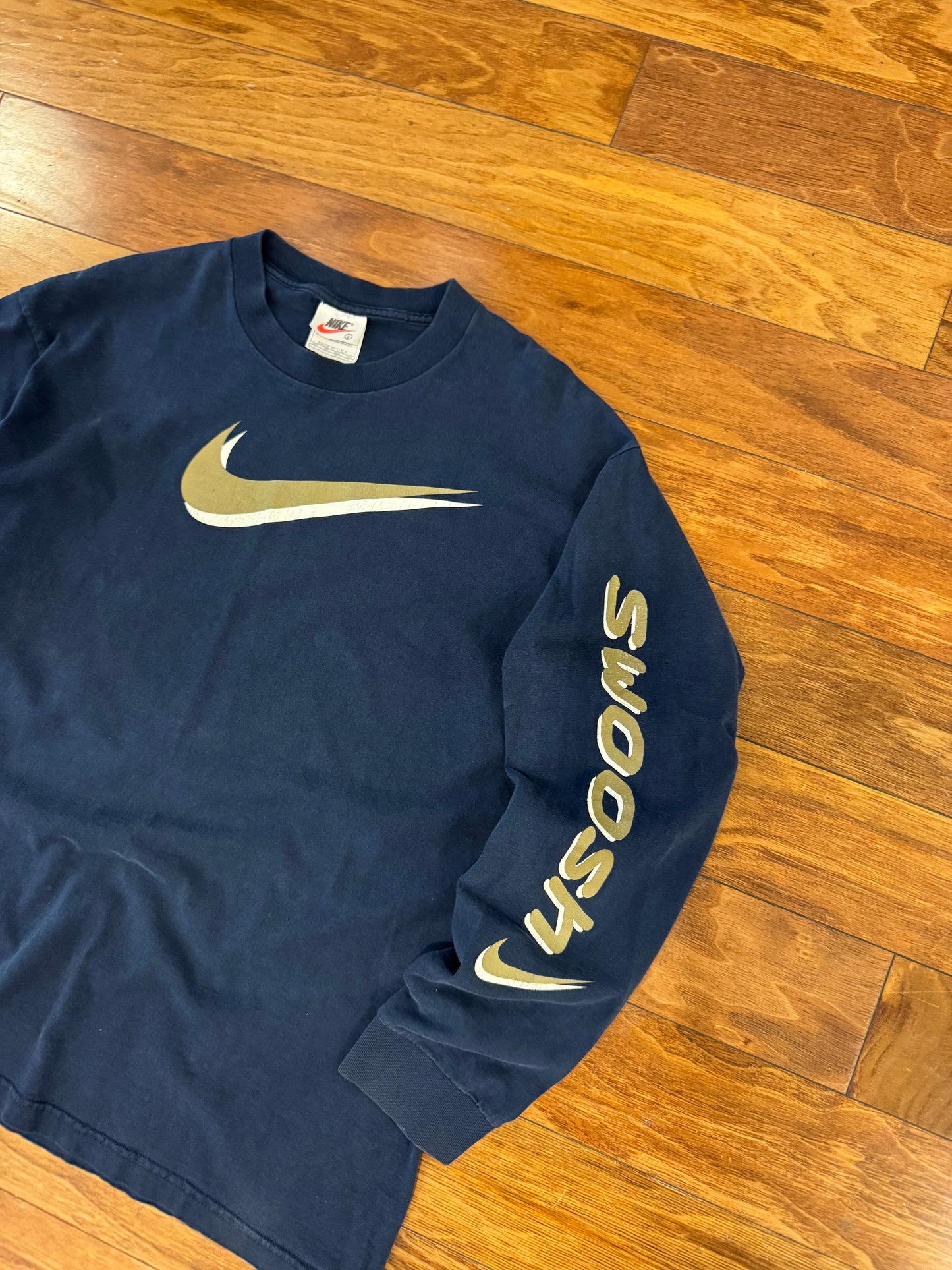 90s Nike Double Swoosh Navy Long Sleeve (L)