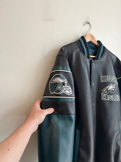 2010s Philadelphia Eagles Embroidered Patched Leather Jacket (S)