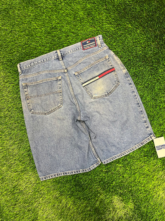 00s Tommy Jeans Baggy Embroidered Jean Shorts (36)