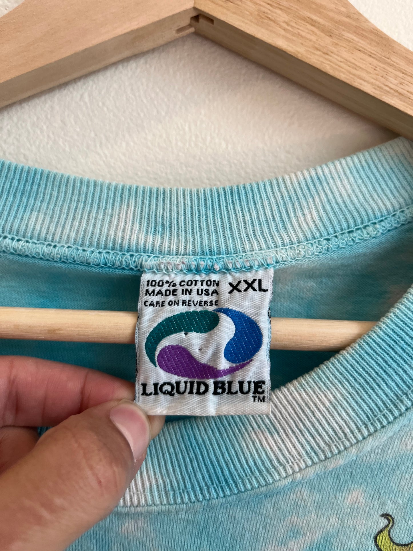1993 Grateful Dead Liquid Blue Tie Dye Parachute Music AOP Tee (XXL)