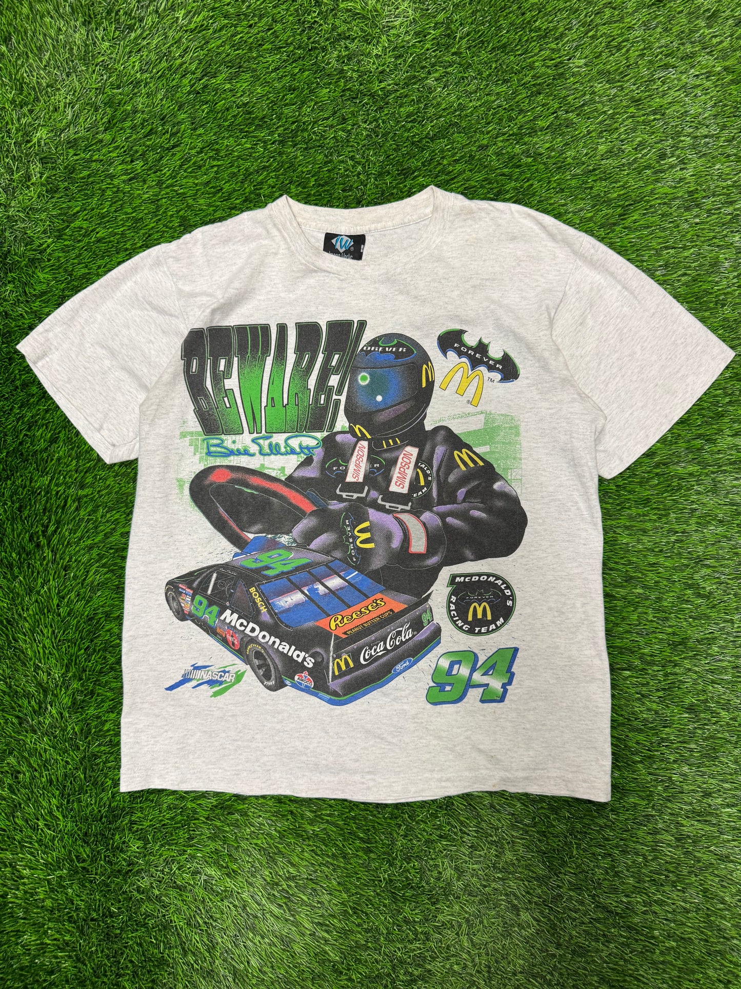1995 Bill Elliot Vintage Nascar Batman Forever McDonalds DC Racing Tee (L)