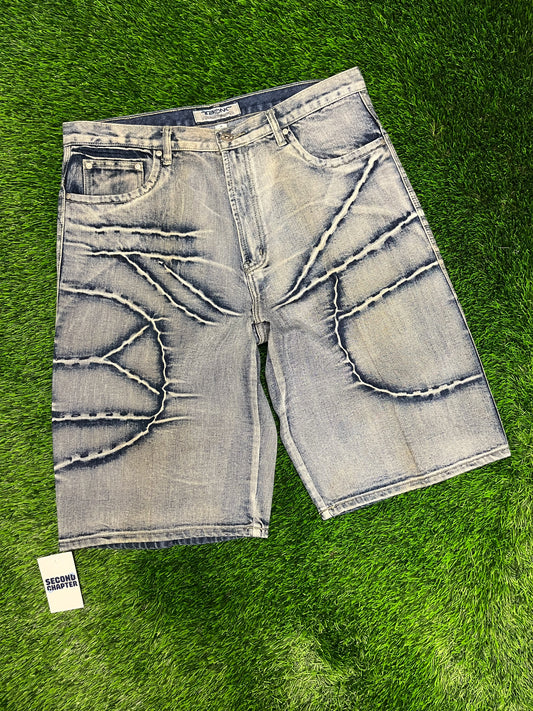 00s Vintage TNK Tank Lighting Baggy Vintage Y2K Jean Shorts (38)