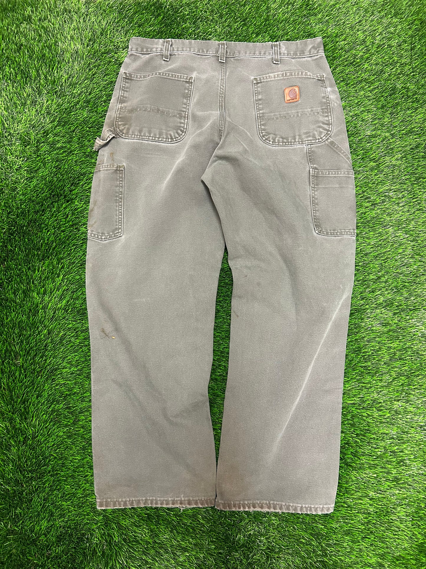 Carhartt Olive Distressed Carpenter Pants (36 x 30)