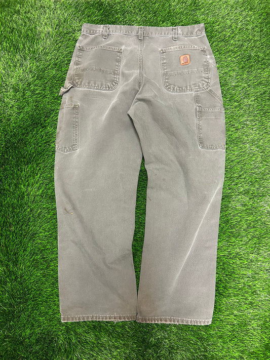 Carhartt Olive Distressed Carpenter Pants (36 x 30)