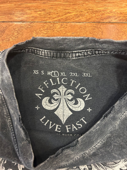 00s Affliction Faded Black Y2K Tee (L)