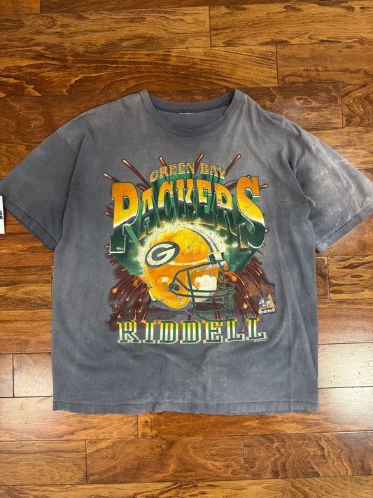 1997 Green Bay Packers Riddell Thrashed Smoke Faded Tee (XL)