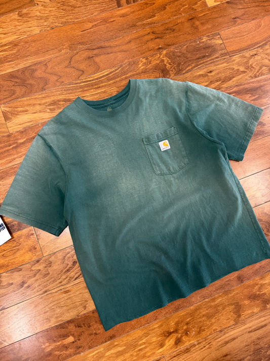 00s Carhartt Faded Green Cropped Pocket Tee (L)