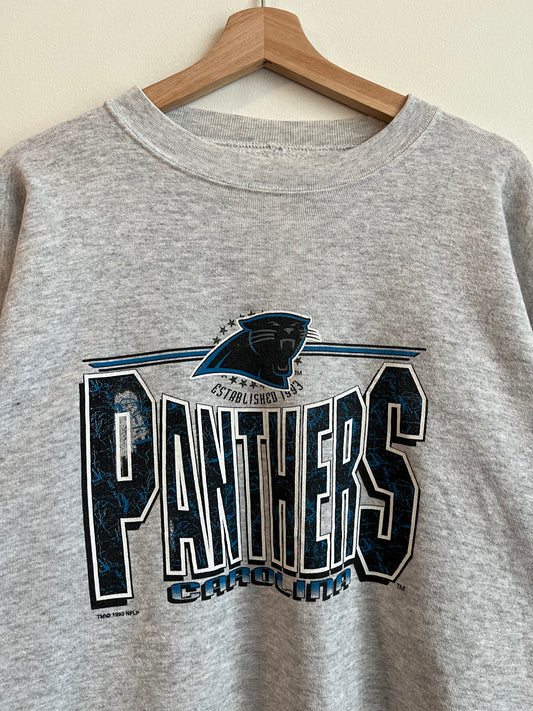 1993 Carolina Panthers Grey Spell Out Crewneck (XL)