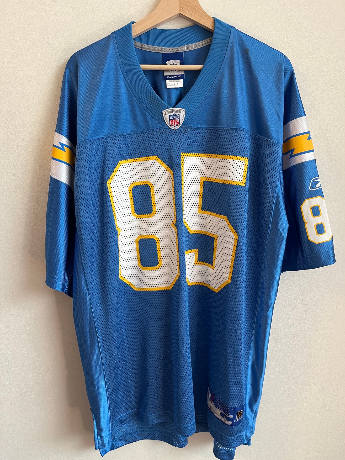 00s San Diego Chargers Antonio Gates Reebok Powder Blue Jersey (L)