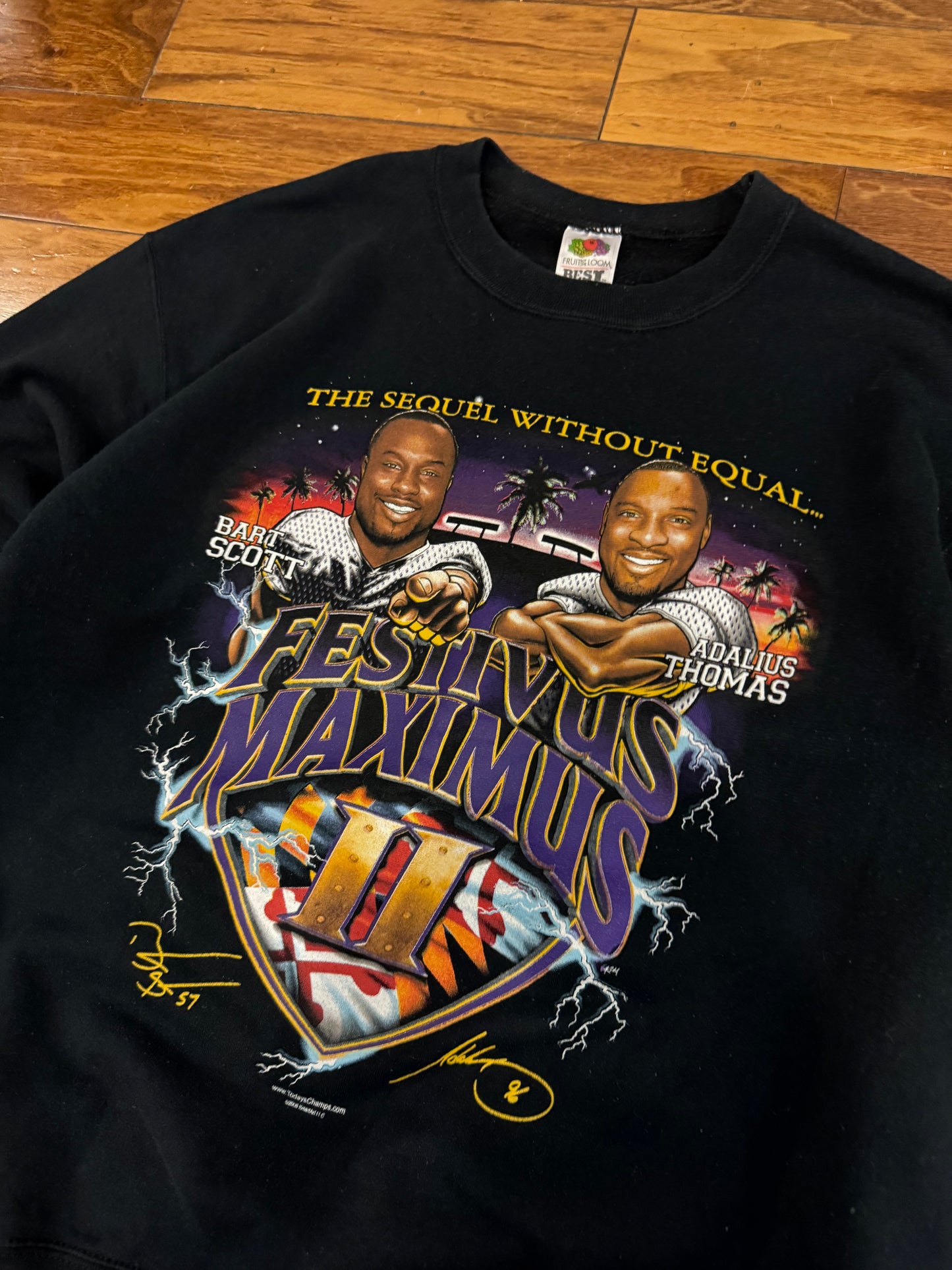 2006 Baltimore Ravens Festivus Maximus Bart Scott & Adalius Thomas Crewneck (L)