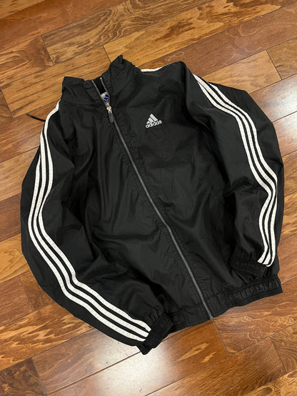 90s Adidas Black Zip Up Windbreaker (L)