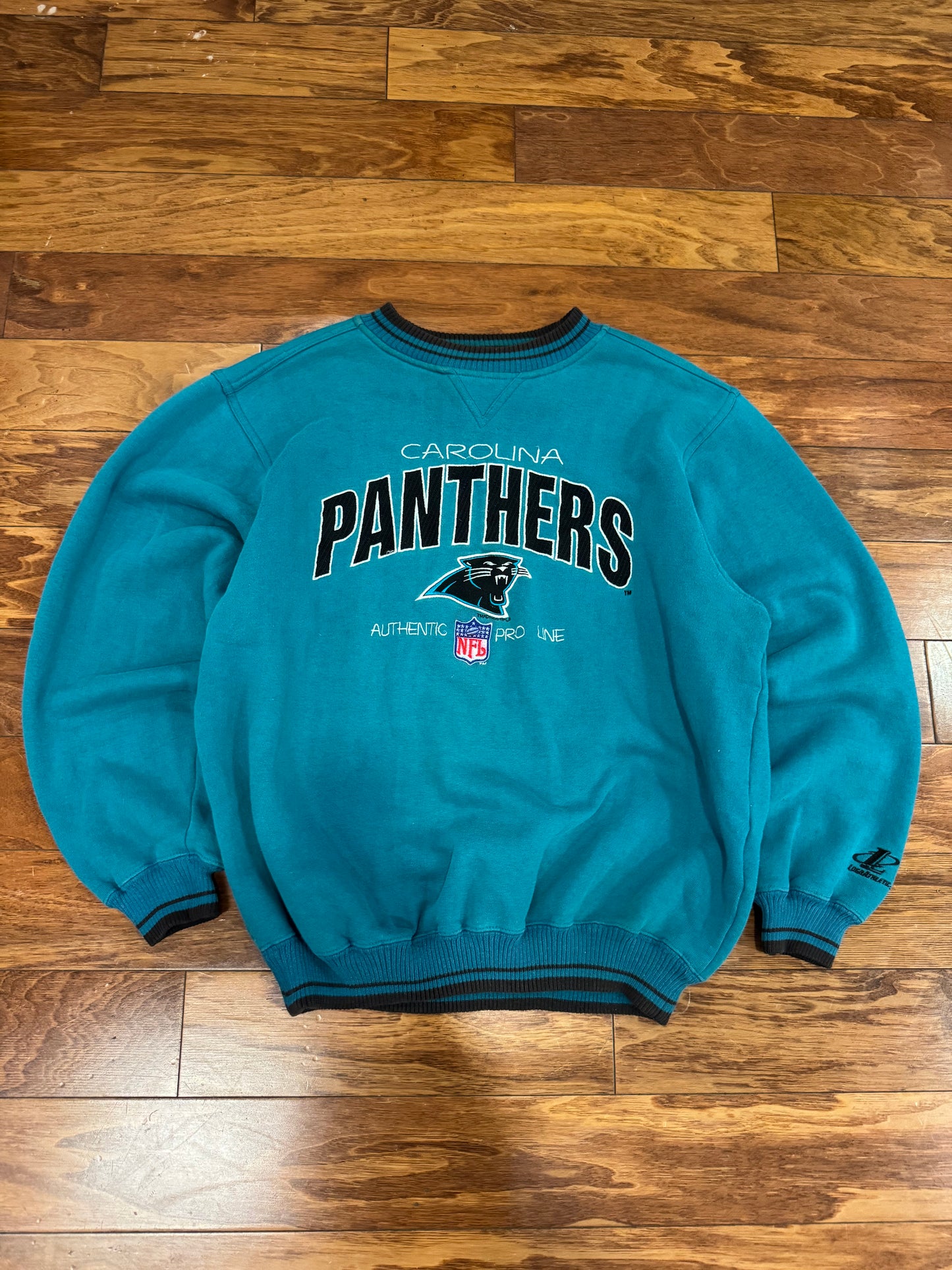 90s Carolina Panthers Faded Blue Logo Athletic Crewneck (XL)