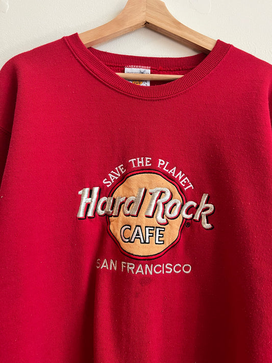 00s Hard Rock San Francisco Red Embroidered Crewneck (L)