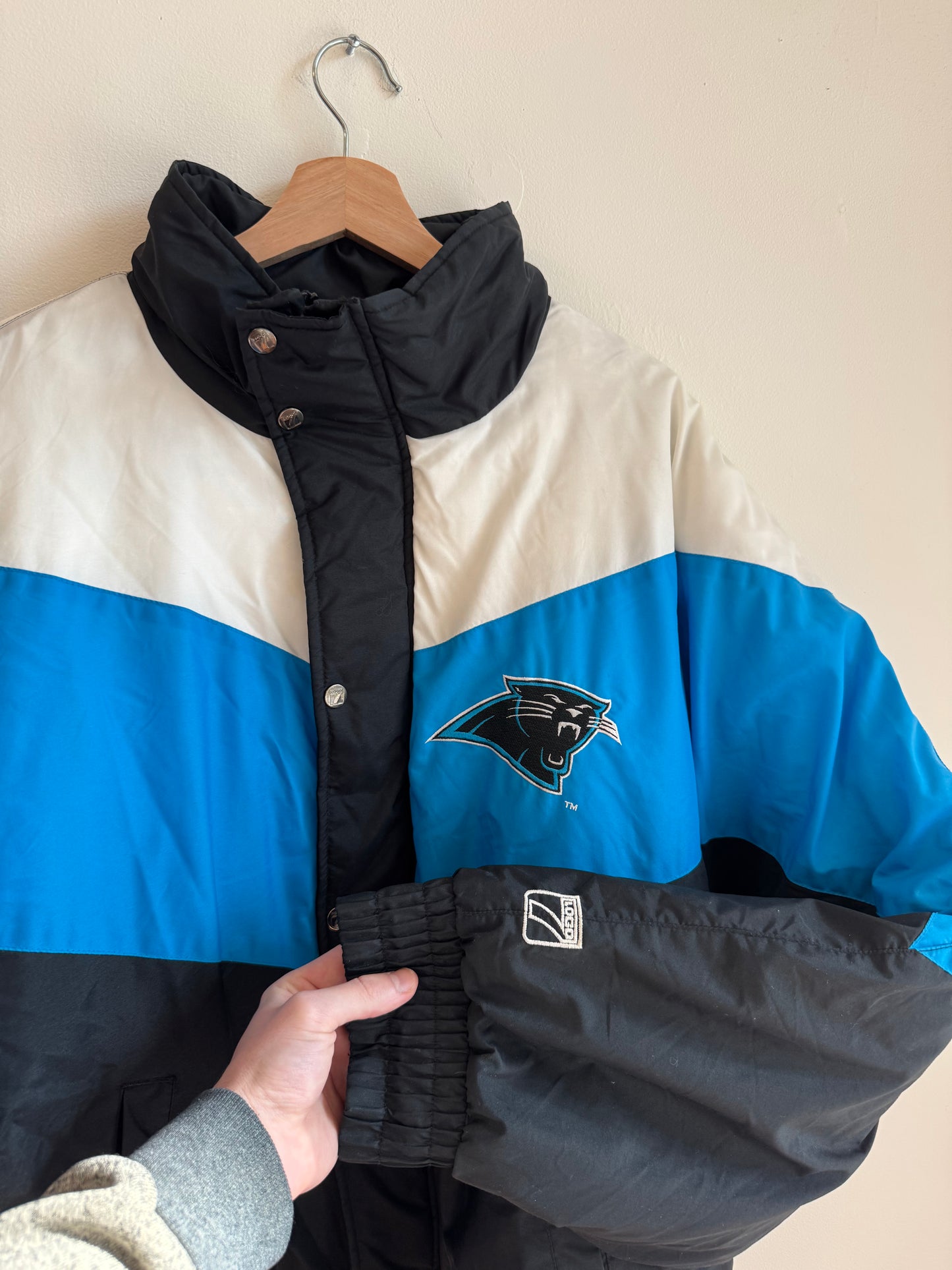 90s Carolina Panthers Logo 7 Puffer Jacket (L)