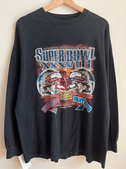 2004 Carolina Panthers vs New England Patriots Super Bowl XXXVIII Long Sleeve (XL)