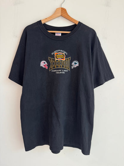 2004 Carolina Panthers vs New England Patriots Embroidered Super Bowl Tee (L)