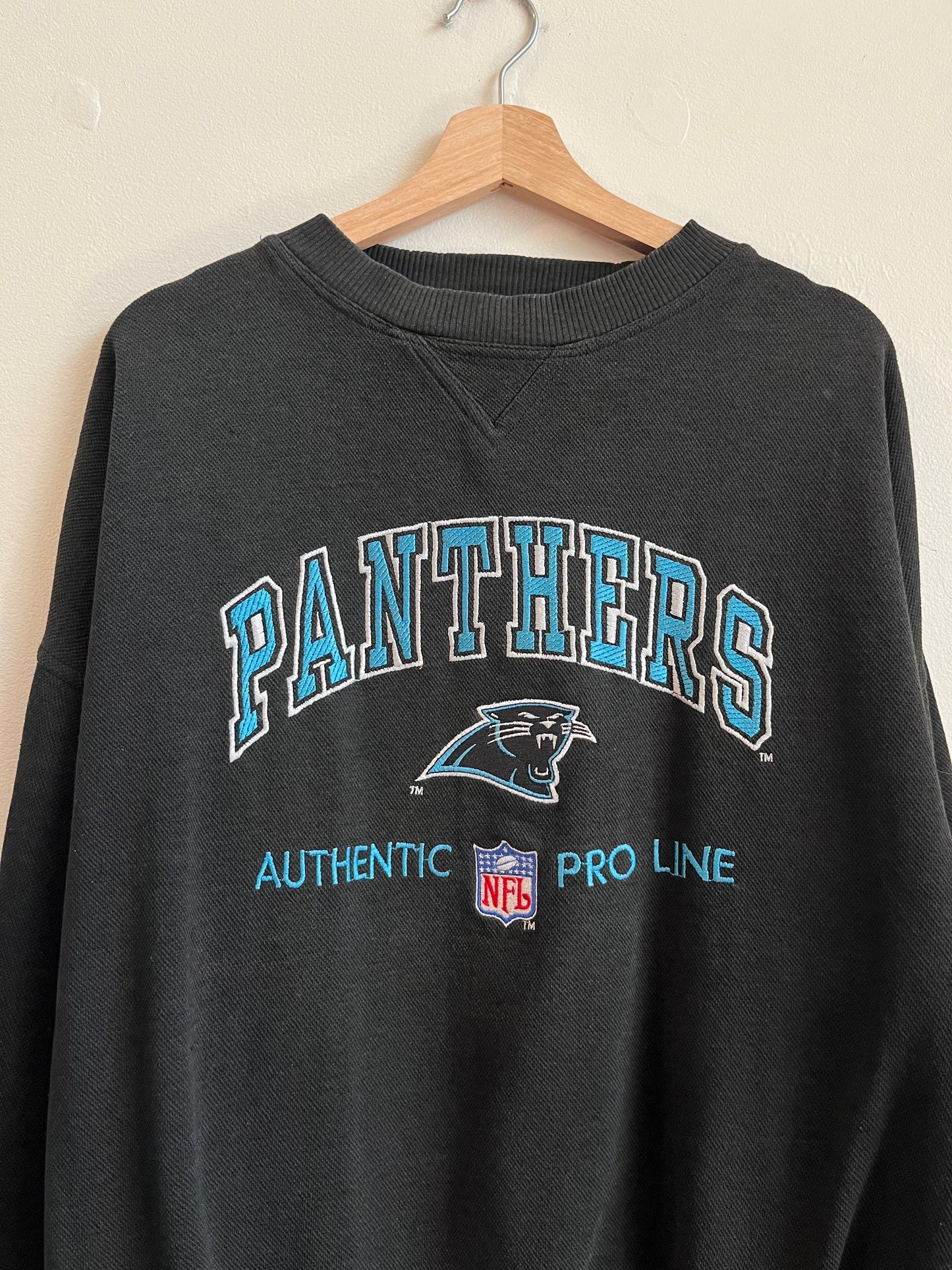 90s Carolina Panthers Logo Athletic Black Crewneck (XXL)