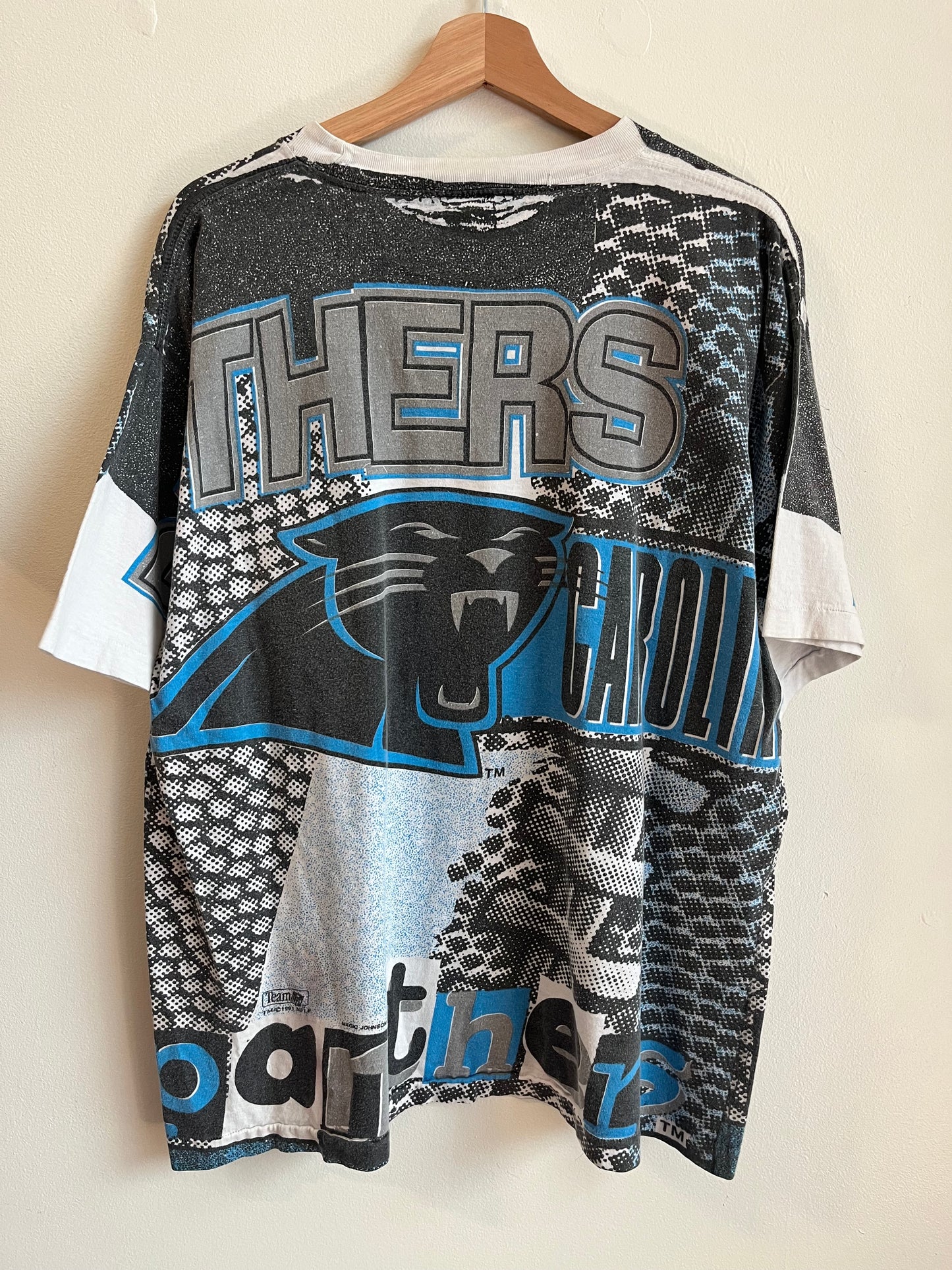 1993 Carolina Panthers Magic Johnson T’s AOP Tee (XL)