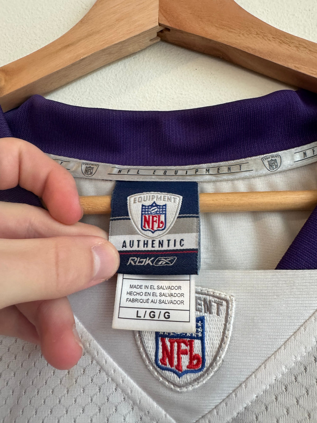 00s Minnesota Vikings Stitched Adrian Peterson Reebok Away Jersey (L)