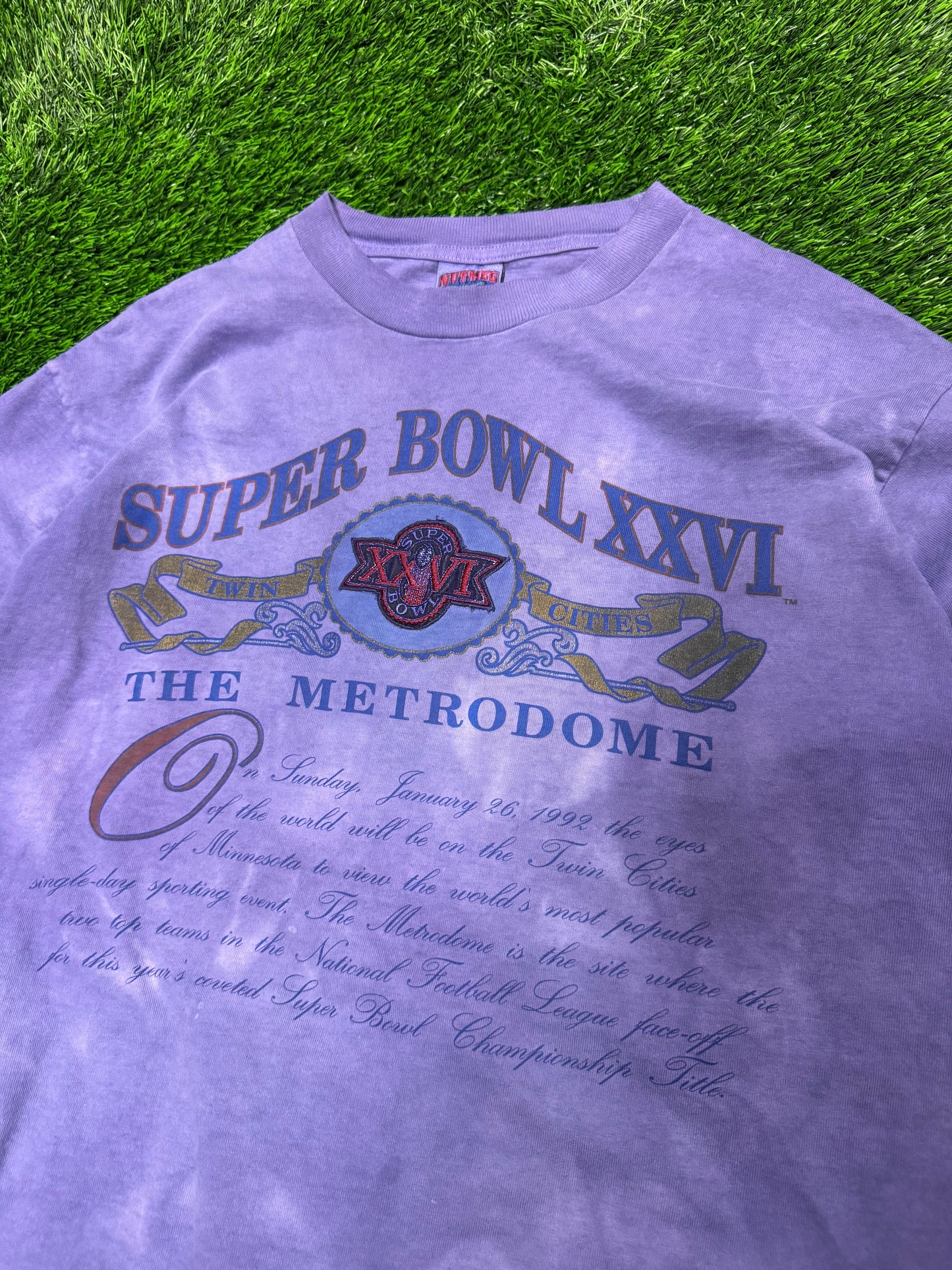 1992 Super Bowl XXVI Vintage Purple Dyed Tee (XL)
