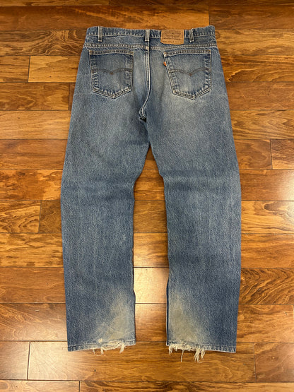 90s Levi's 505 Orange Tab Mud Wash Blue Jeans (36 x 31)