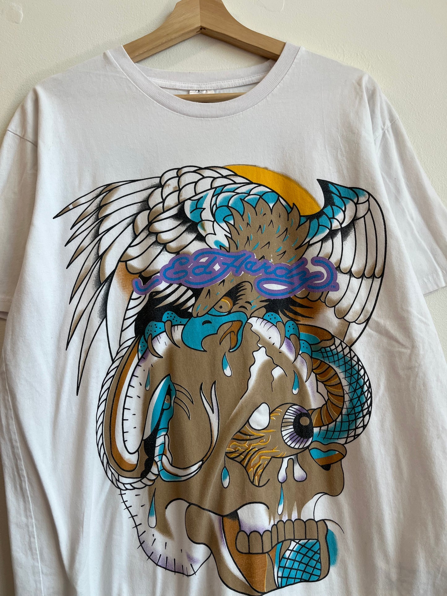 2000s Don Ed Hardy White Skull Tee (XL)
