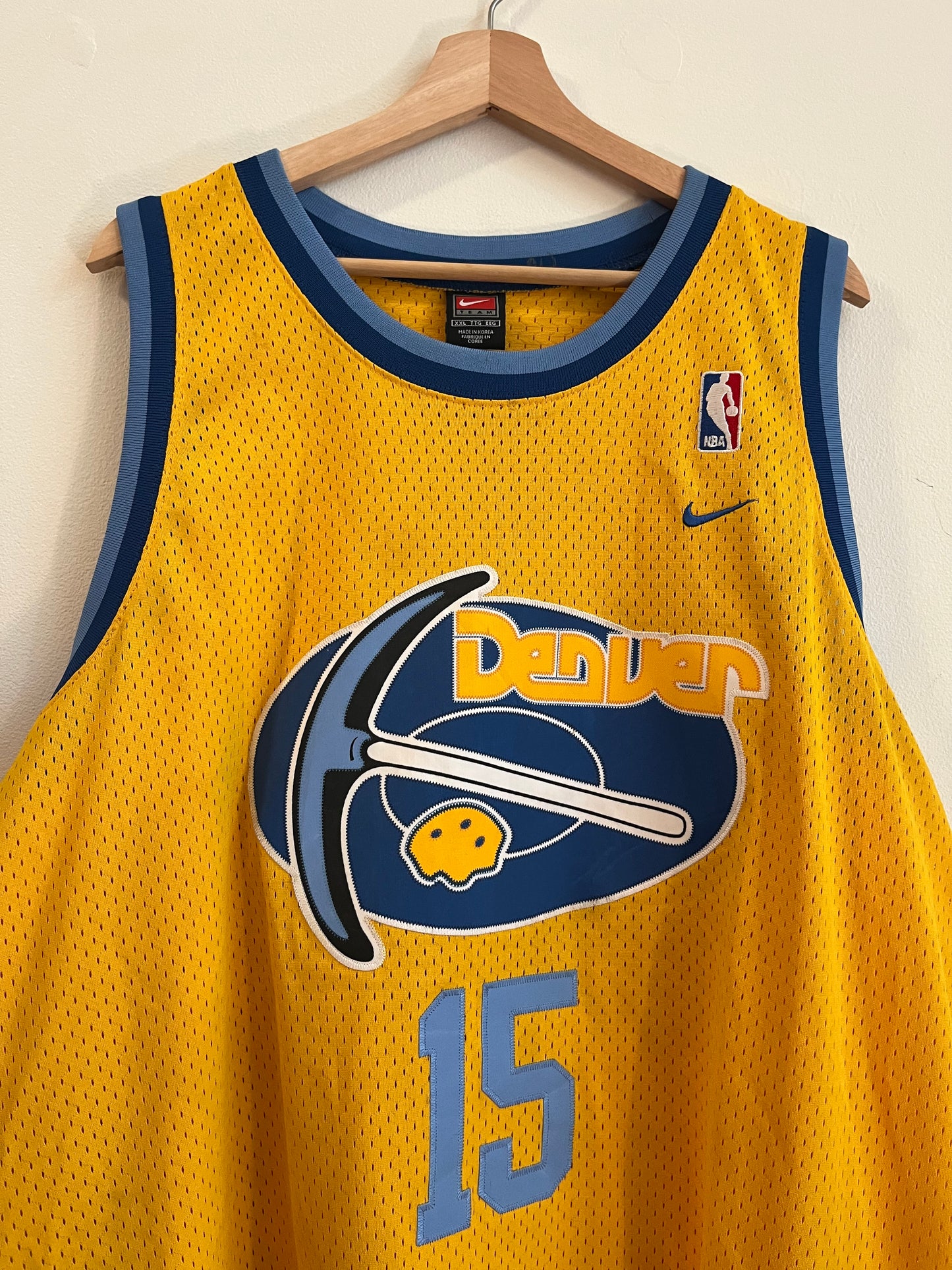 00s Denver Nuggets Carmelo Anthony Yellow Basketball Jersey (XXL)