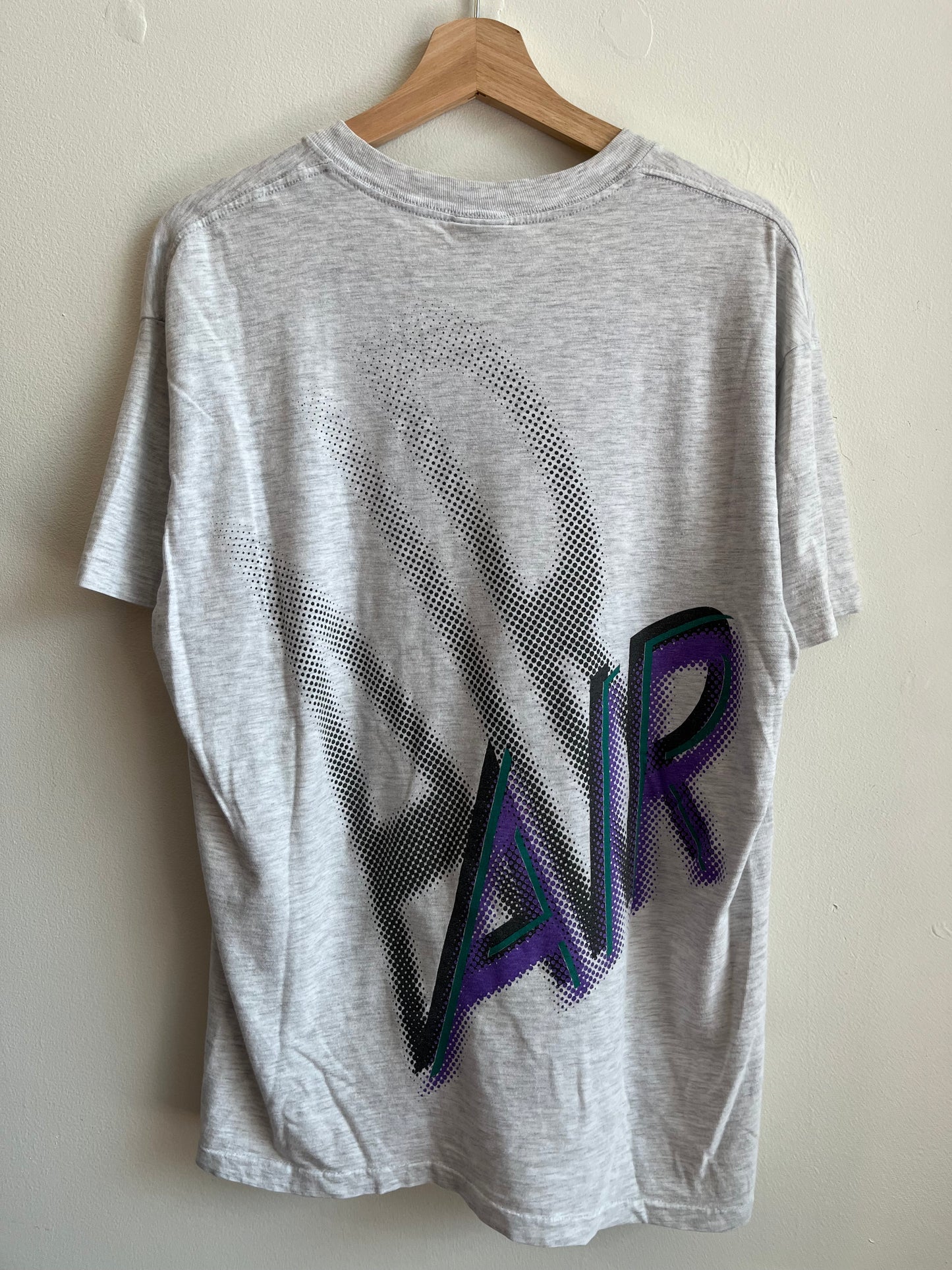 90s Nike Air Swoosh Grey Spell Out Tee (L)